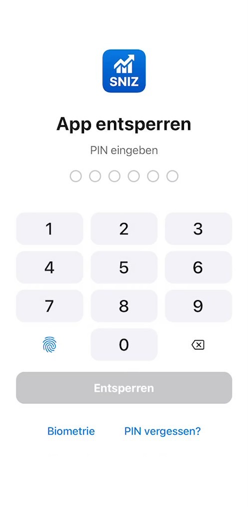 SNIZ PIN- und Fingerabdruck-Sperre